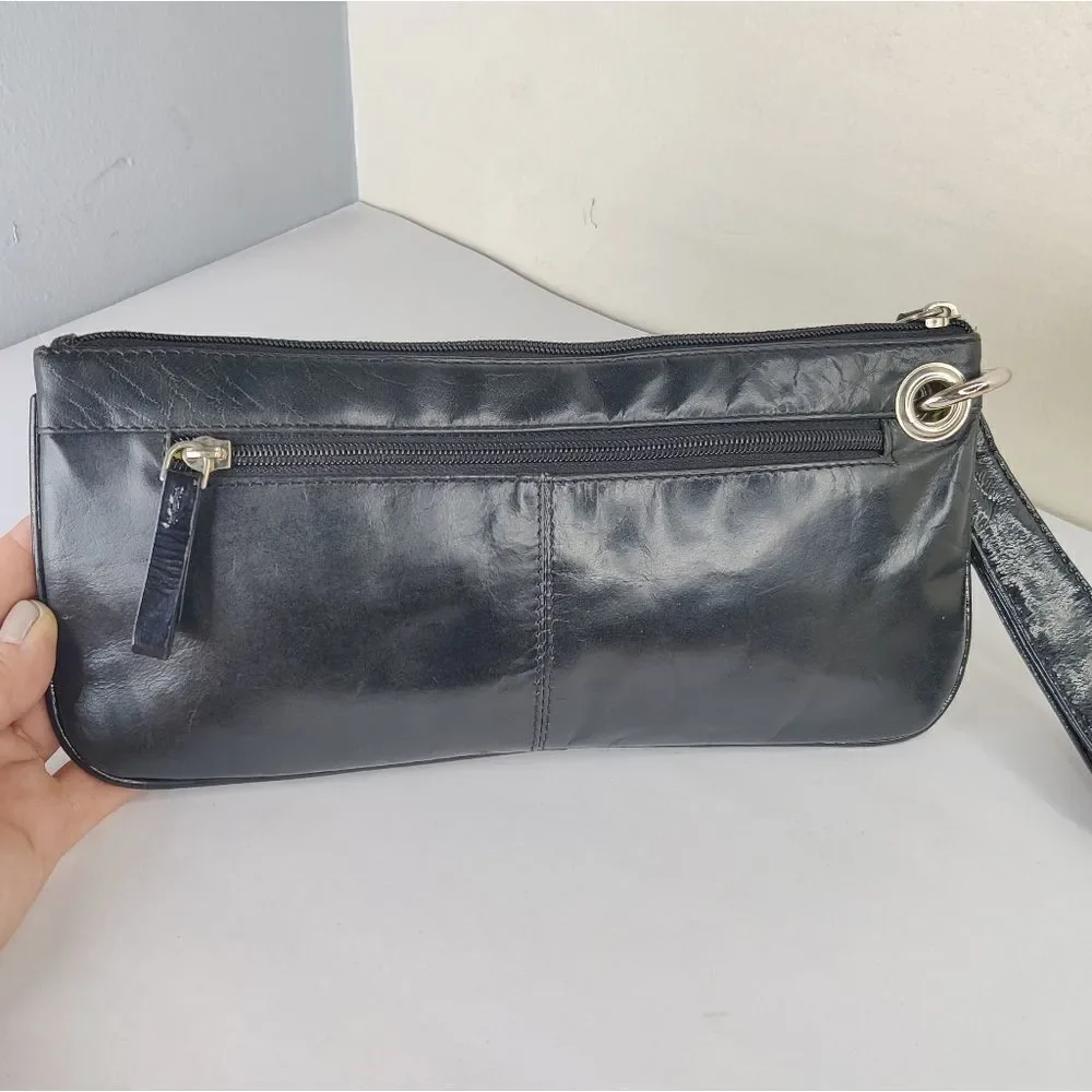 Sophia visconti Clutch Wristlet Studded Black Leather  Lime Green Lined Handbag